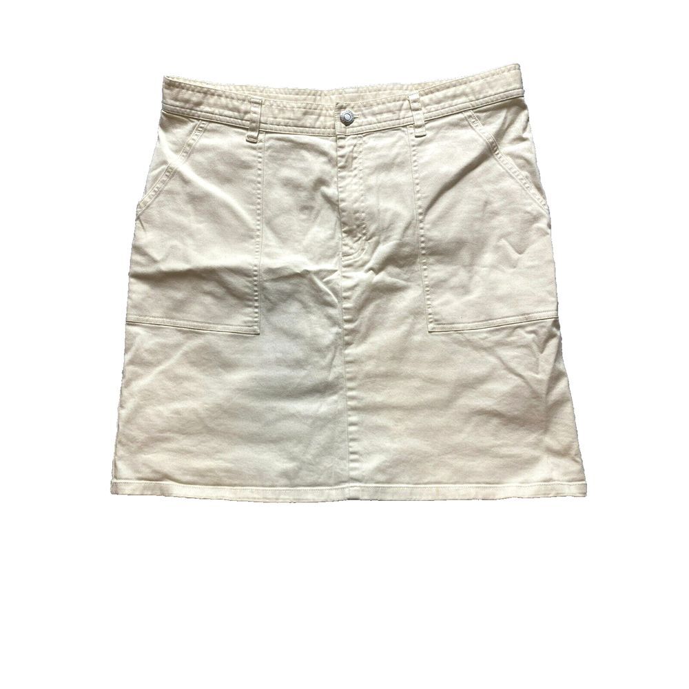 Lauren Ralph Lauren Skirt Womens 12 (34x18) Beige Denim Pencil Spandex Ladies